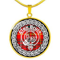 Bruce Tartan Crest Clan Scotland Tartan Plaid Circle Pendant Necklace Jewelry Gift For Women