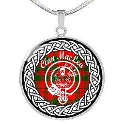 Maclea Tartan Crest Clan Scotland Tartan Plaid Circle Pendant Necklace Jewelry Gift For Women