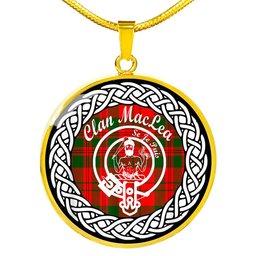 Maclea Tartan Crest Clan Scotland Tartan Plaid Circle Pendant Necklace Jewelry Gift For Women