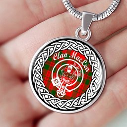Maclea Tartan Crest Clan Scotland Tartan Plaid Circle Pendant Necklace Jewelry Gift For Women