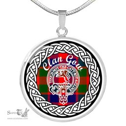 Gow Tartan Crest Clan Scotland Tartan Plaid Circle Pendant Necklace Jewelry Gift For Women