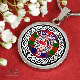Gow Tartan Crest Clan Scotland Tartan Plaid Circle Pendant Necklace Jewelry Gift For Women