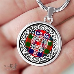 Gow Tartan Crest Clan Scotland Tartan Plaid Circle Pendant Necklace Jewelry Gift For Women