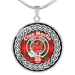 Macfie Tartan Crest Clan Scotland Tartan Plaid Circle Pendant Necklace Jewelry Gift For Women