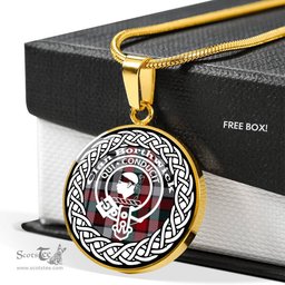 Borthwick Tartan Crest Clan Scotland Tartan Plaid Circle Pendant Necklace Jewelry Gift For Women