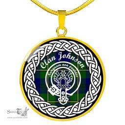 Johnson Tartan Crest Clan Scotland Tartan Plaid Circle Pendant Necklace Jewelry Gift For Women