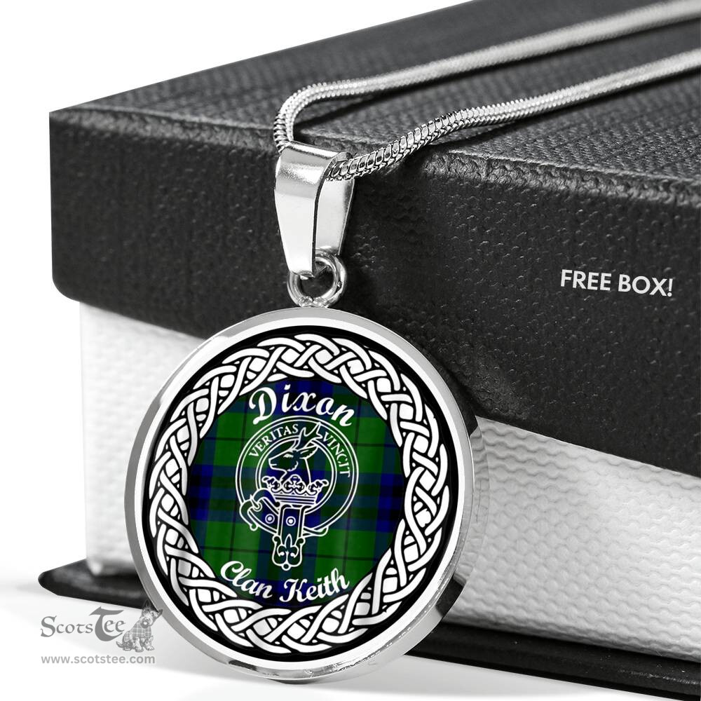 Dixon Tartan Crest Clan Scotland Tartan Plaid Circle Pendant Necklace Jewelry Gift For Women