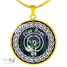 Hope Tartan Crest Clan Scotland Tartan Plaid Circle Pendant Necklace Jewelry Gift For Women