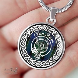 Hope Tartan Crest Clan Scotland Tartan Plaid Circle Pendant Necklace Jewelry Gift For Women