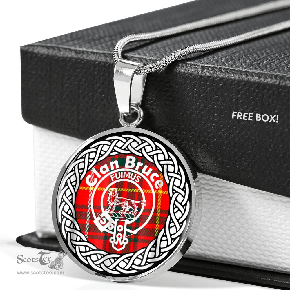 Bruce Tartan Crest Clan Scotland Tartan Plaid Circle Pendant Necklace Jewelry Gift For Women