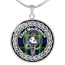 MacKenzie Tartan Crest Clan Scotland Tartan Plaid Circle Pendant Necklace Jewelry Gift For Women