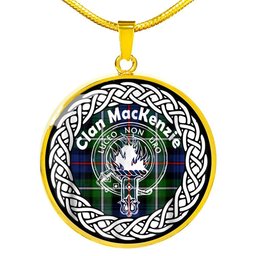 MacKenzie Tartan Crest Clan Scotland Tartan Plaid Circle Pendant Necklace Jewelry Gift For Women