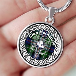 MacKenzie Tartan Crest Clan Scotland Tartan Plaid Circle Pendant Necklace Jewelry Gift For Women