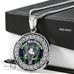MacKenzie Tartan Crest Clan Scotland Tartan Plaid Circle Pendant Necklace Jewelry Gift For Women