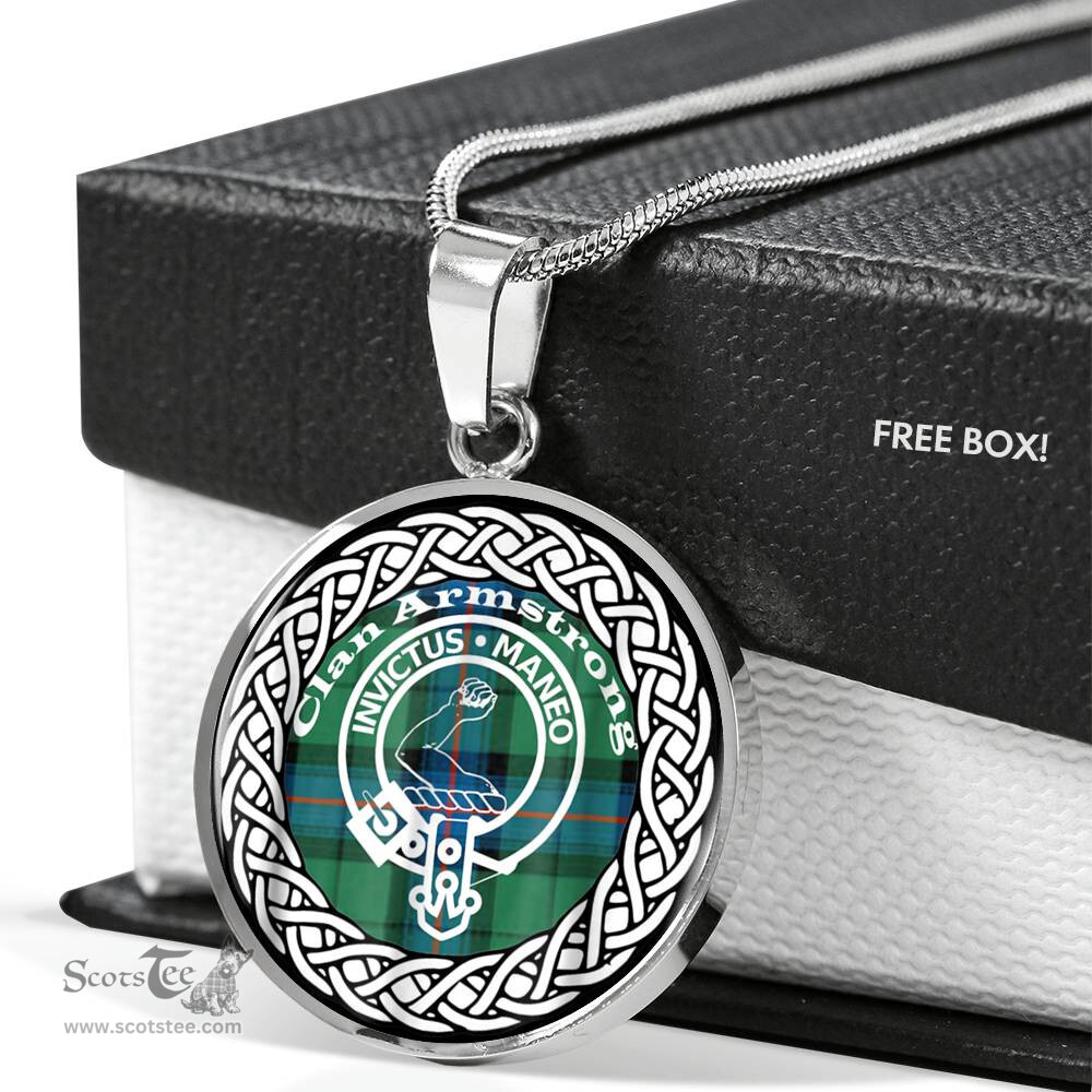 Armstrong Tartan Crest Clan Scotland Tartan Plaid Circle Pendant Necklace Jewelry Gift For Women