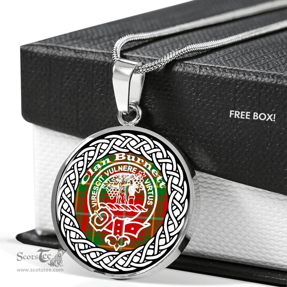 Burnett Tartan Crest Clan Scotland Tartan Plaid Circle Pendant Necklace Jewelry Gift For Women