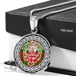 Burnett Tartan Crest Clan Scotland Tartan Plaid Circle Pendant Necklace Jewelry Gift For Women