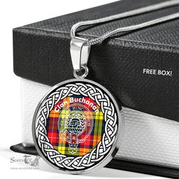 Buchanan Tartan Crest Clan Scotland Tartan Plaid Circle Pendant Necklace Jewelry Gift For Women