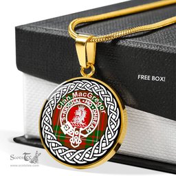 MacGregor Tartan Crest Clan Scotland Tartan Plaid Circle Pendant Necklace Jewelry Gift For Women