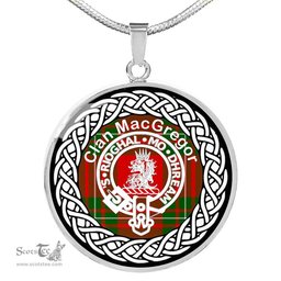 MacGregor Tartan Crest Clan Scotland Tartan Plaid Circle Pendant Necklace Jewelry Gift For Women