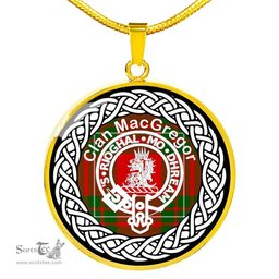 MacGregor Tartan Crest Clan Scotland Tartan Plaid Circle Pendant Necklace Jewelry Gift For Women