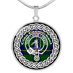 Carmichael Tartan Crest Clan Scotland Tartan Plaid Circle Pendant Necklace Jewelry Gift For Women