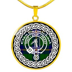 Carmichael Tartan Crest Clan Scotland Tartan Plaid Circle Pendant Necklace Jewelry Gift For Women