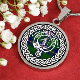 Carmichael Tartan Crest Clan Scotland Tartan Plaid Circle Pendant Necklace Jewelry Gift For Women