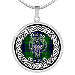 Dixon Tartan Crest Clan Scotland Tartan Plaid Circle Pendant Necklace Jewelry Gift For Women