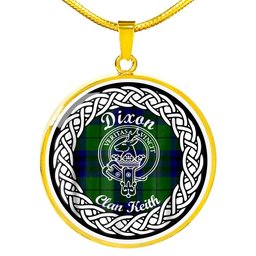 Dixon Tartan Crest Clan Scotland Tartan Plaid Circle Pendant Necklace Jewelry Gift For Women