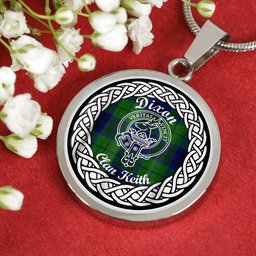 Dixon Tartan Crest Clan Scotland Tartan Plaid Circle Pendant Necklace Jewelry Gift For Women