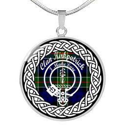 Kirkpatrick Tartan Crest Clan Scotland Tartan Plaid Circle Pendant Necklace Jewelry Gift For Women