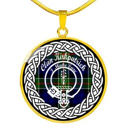 Kirkpatrick Tartan Crest Clan Scotland Tartan Plaid Circle Pendant Necklace Jewelry Gift For Women