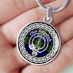 Kirkpatrick Tartan Crest Clan Scotland Tartan Plaid Circle Pendant Necklace Jewelry Gift For Women