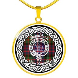 Donaldson Donald Tartan Crest Clan Scotland Tartan Plaid Circle Pendant Necklace Jewelry Gift For Women