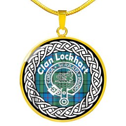Lockhart Tartan Crest Clan Scotland Tartan Plaid Circle Pendant Necklace Jewelry Gift For Women