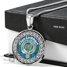 Lockhart Tartan Crest Clan Scotland Tartan Plaid Circle Pendant Necklace Jewelry Gift For Women