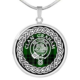 Graham Tartan Crest Clan Scotland Tartan Plaid Circle Pendant Necklace Jewelry Gift For Women