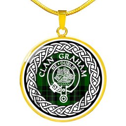 Graham Tartan Crest Clan Scotland Tartan Plaid Circle Pendant Necklace Jewelry Gift For Women