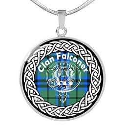 Falconer Tartan Crest Clan Scotland Tartan Plaid Circle Pendant Necklace Jewelry Gift For Women