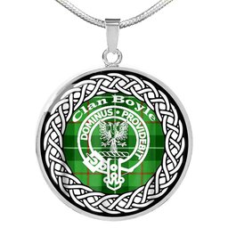 Boyle Tartan Crest Clan Scotland Tartan Plaid Circle Pendant Necklace Jewelry Gift For Women