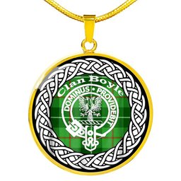 Boyle Tartan Crest Clan Scotland Tartan Plaid Circle Pendant Necklace Jewelry Gift For Women