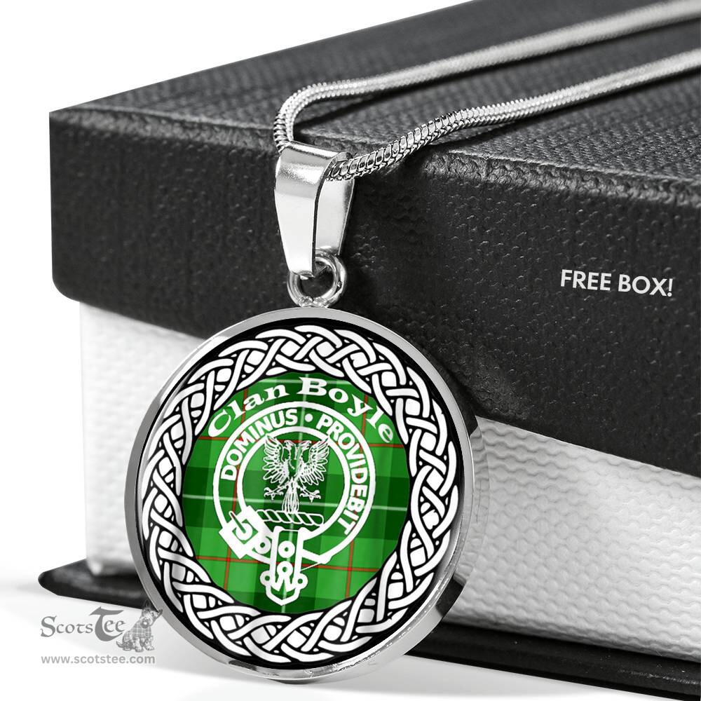 Boyle Tartan Crest Clan Scotland Tartan Plaid Circle Pendant Necklace Jewelry Gift For Women