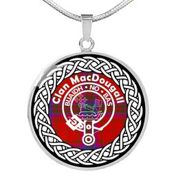 MacDougall Tartan Crest Clan Scotland Tartan Plaid Circle Pendant Necklace Jewelry Gift For Women