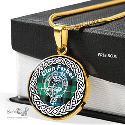 Forbes Tartan Crest Clan Scotland Tartan Plaid Circle Pendant Necklace Jewelry Gift For Women