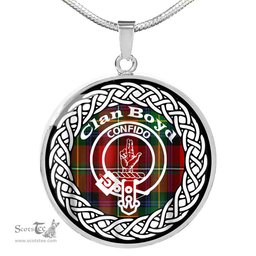 Boyd Tartan Crest Clan Scotland Tartan Plaid Circle Pendant Necklace Jewelry Gift For Women