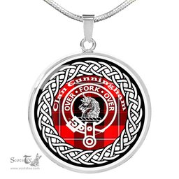 Cunningham Tartan Crest Clan Scotland Tartan Plaid Circle Pendant Necklace Jewelry Gift For Women