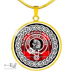 Cunningham Tartan Crest Clan Scotland Tartan Plaid Circle Pendant Necklace Jewelry Gift For Women