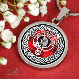 Cunningham Tartan Crest Clan Scotland Tartan Plaid Circle Pendant Necklace Jewelry Gift For Women