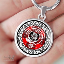 Cunningham Tartan Crest Clan Scotland Tartan Plaid Circle Pendant Necklace Jewelry Gift For Women